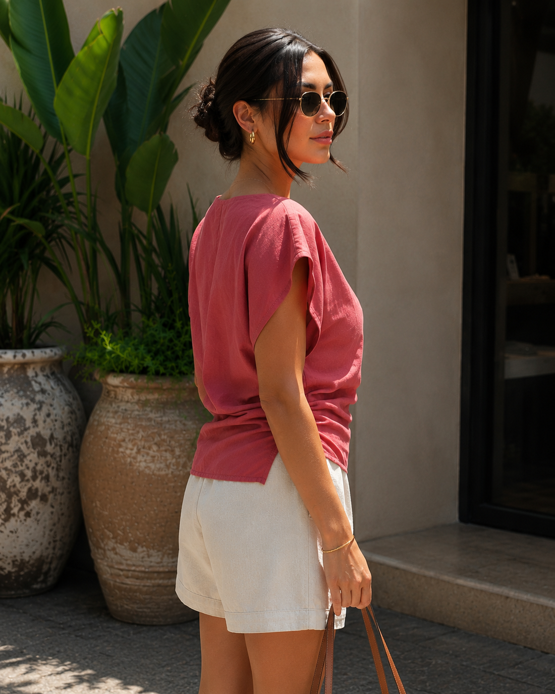 Kadın Gül Kurusu Kayık Yaka Pile Detaylı Modal Dokuma Bluz CM26BZ00546